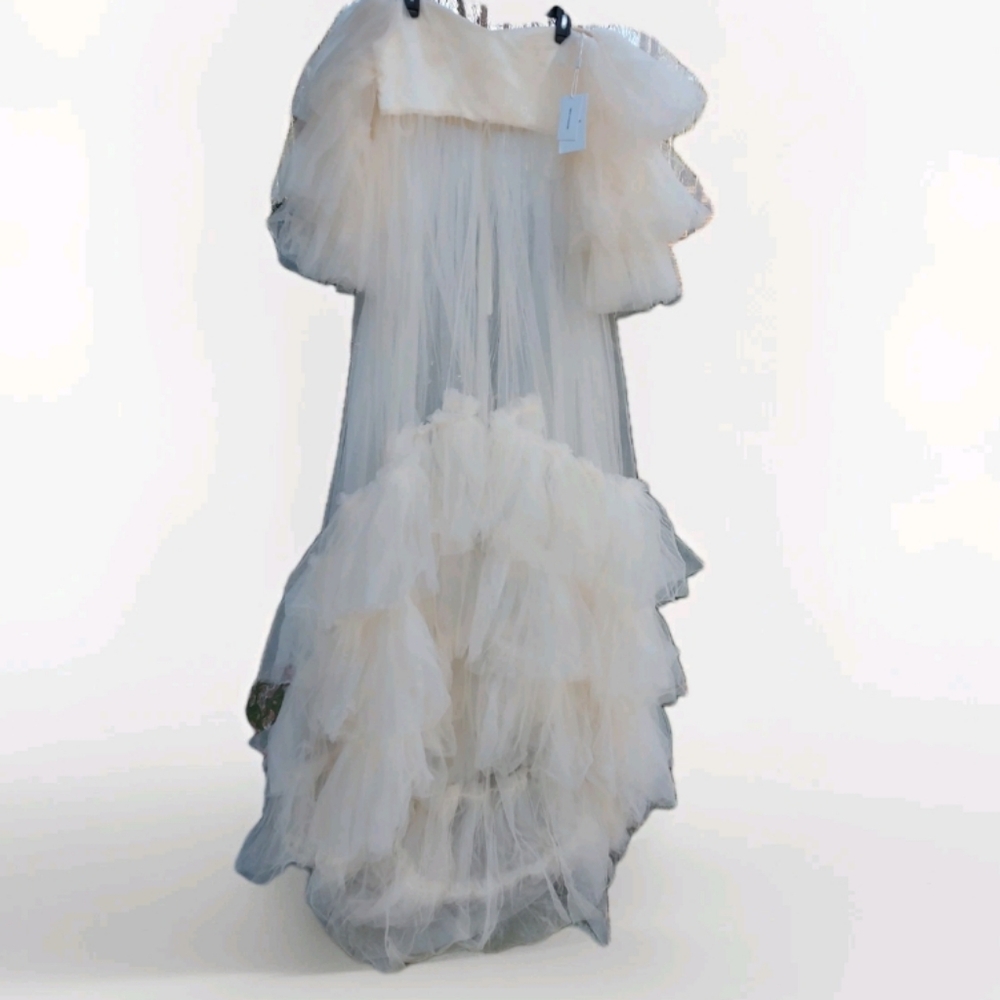 Maternity Photoshoot Gown Tulle Sheer Illusion Soft Feminine Light Blush S/Med - Picture 9 of 13